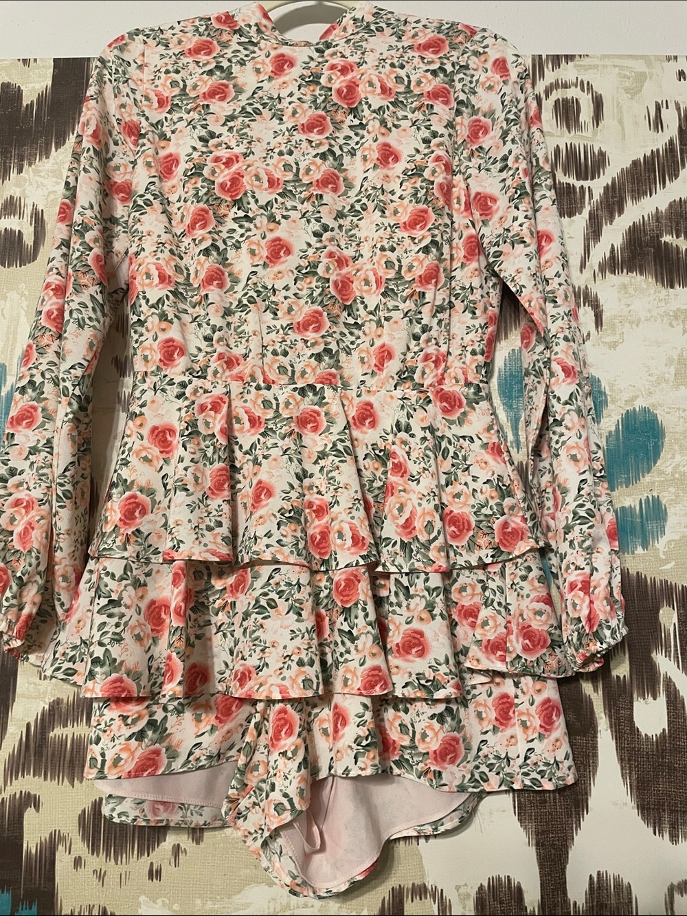 Endless Rose Pink and Green Floral Ruffle Blouse